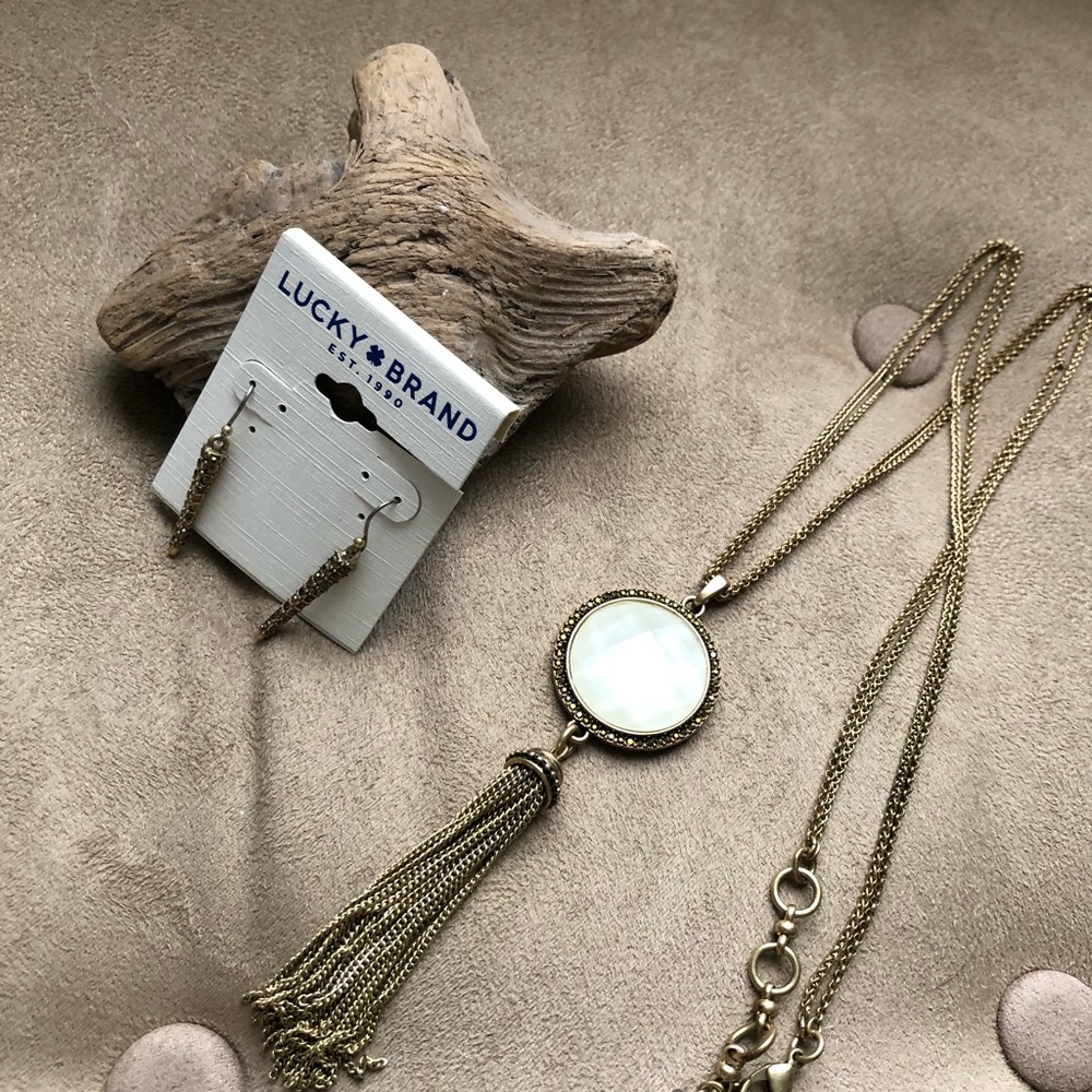 Lucky brand tassel necklace and earrings lot